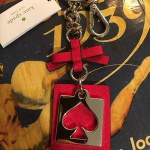 NEW Kate Spade Red Leather Keychain Fob